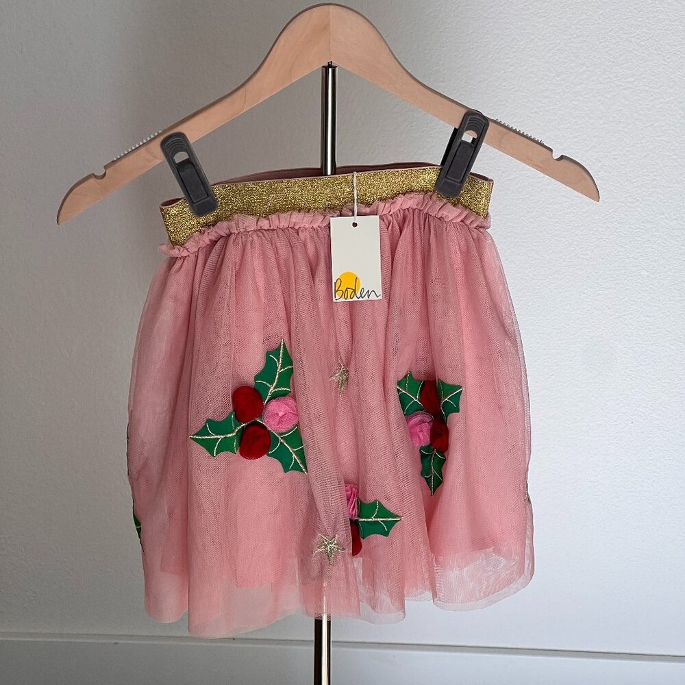 MiniBoden Pink Tulle Holly embroidered Star Skirt - NWT
